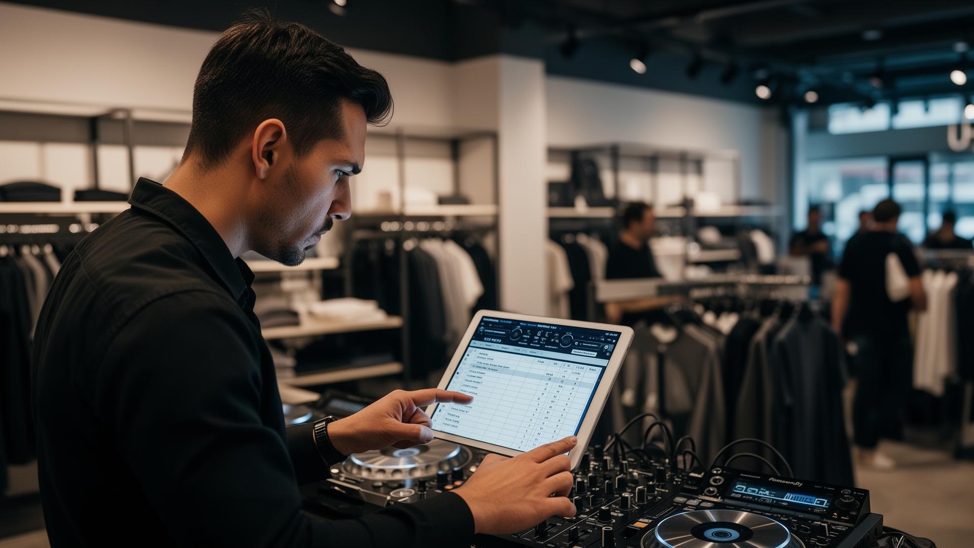 Shopper interacting with a branded retail DJ activation